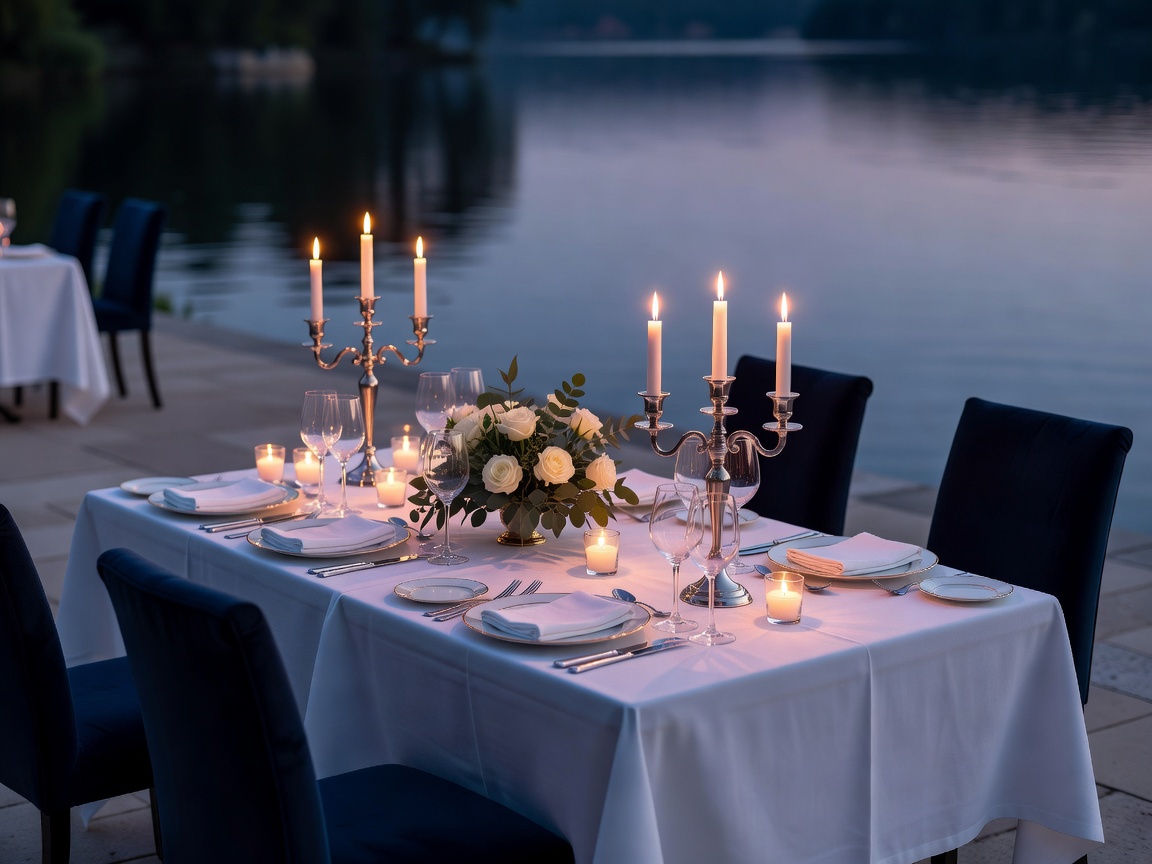 Elegant and relaxed evening dining setting