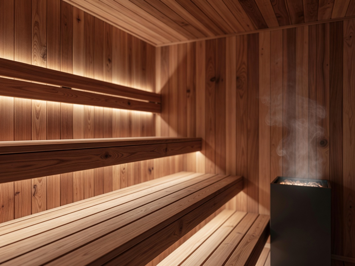 Interior of a modern cedar sauna
