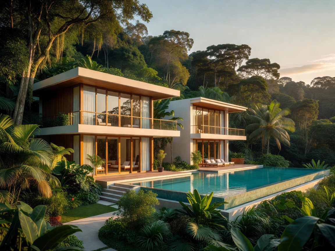 Luxurious modern resort building nestled in nature